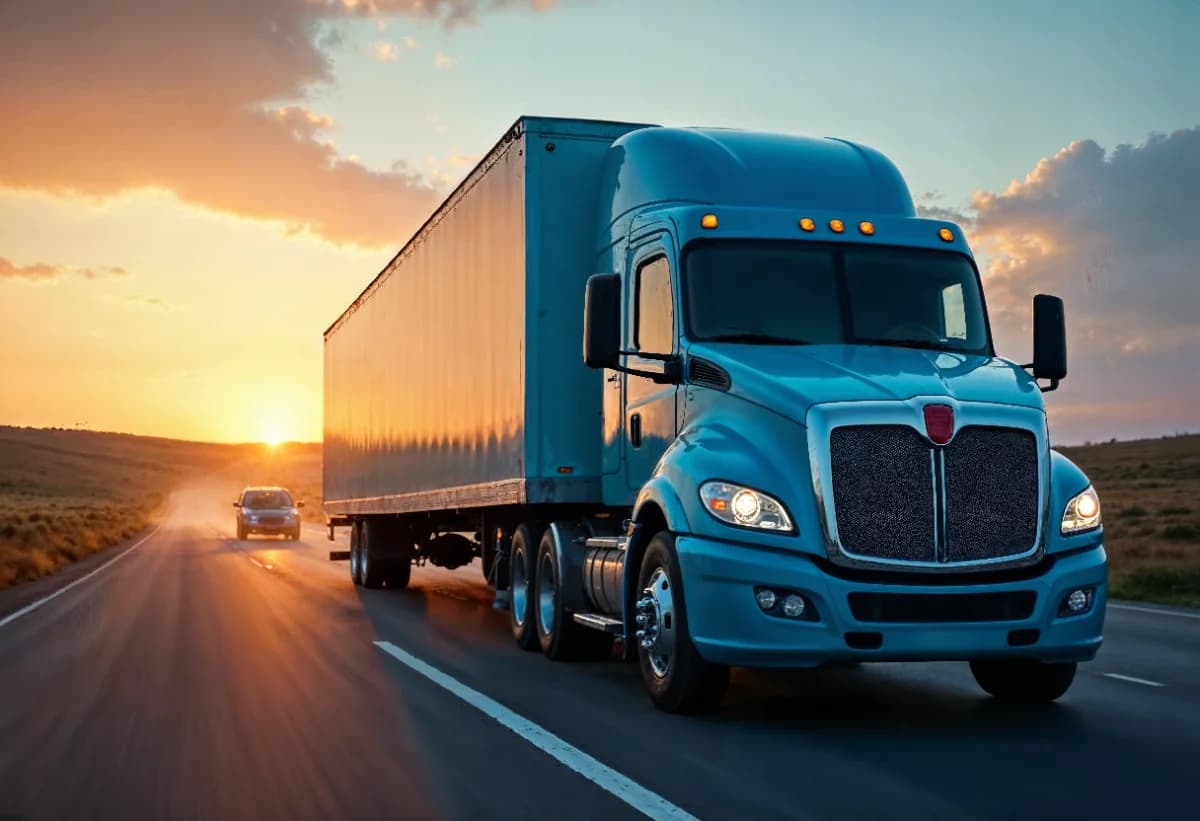 Commercial truck in a studio setting